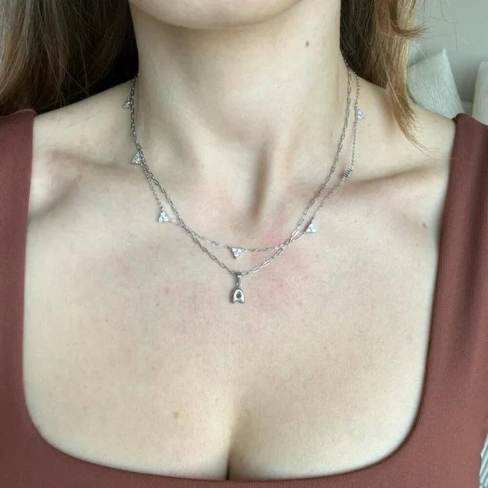 The Asher Silver stainless steel initial A necklace dainty